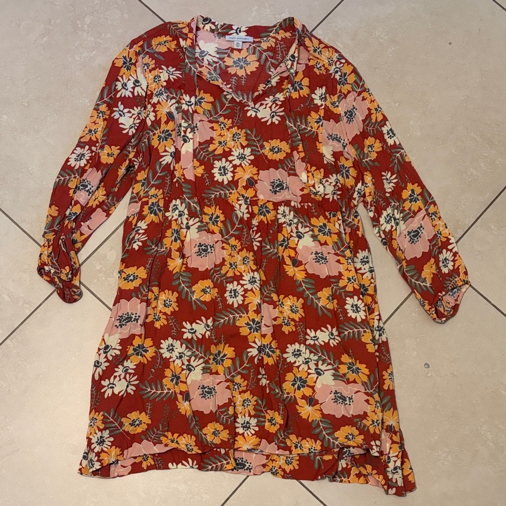 Floral Tiered Midi Dress in Rust Pink - Unbranded